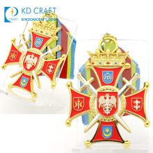 Fabricant personnalisé métal 3D émail fantaisie épée aigle récompense sport armée shérif étoile médaille militaire avec ruban court